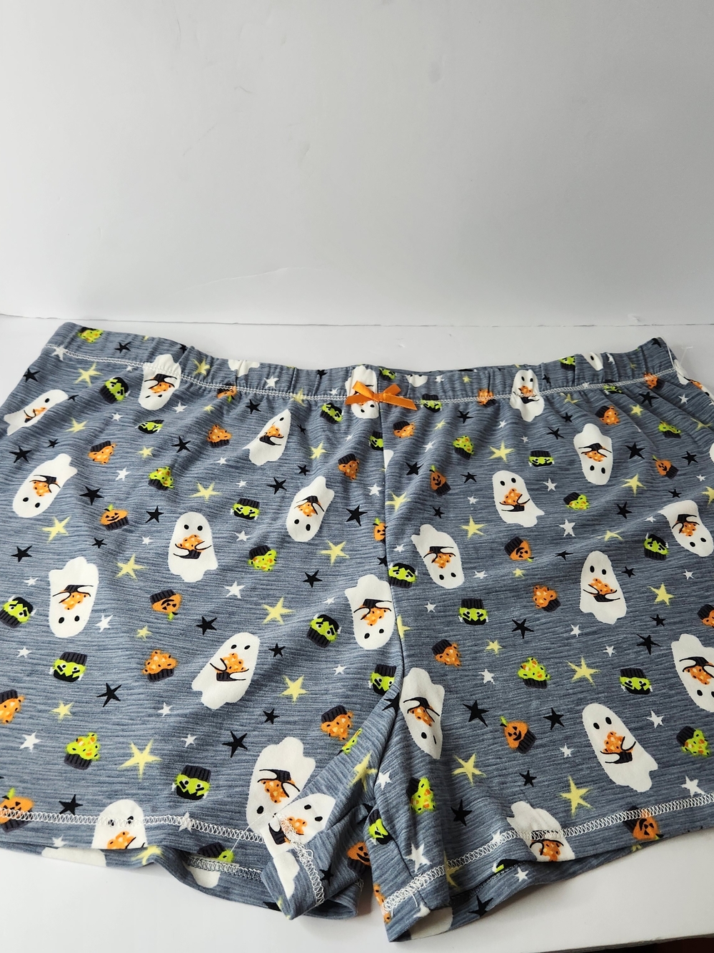 Jaclyn Intimates Ladies Gray Ghost & Pumpkin Pajama Shorts Size XL Halloween